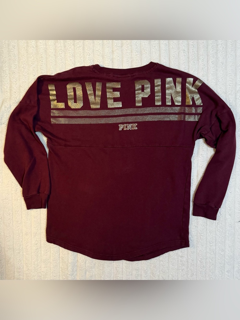 VS PINK spirit jersey burgundy & gold S